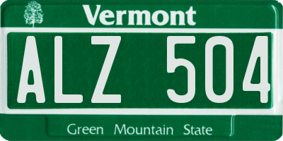 VT license plate ALZ504