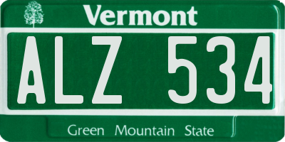 VT license plate ALZ534