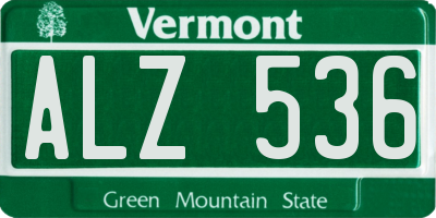 VT license plate ALZ536