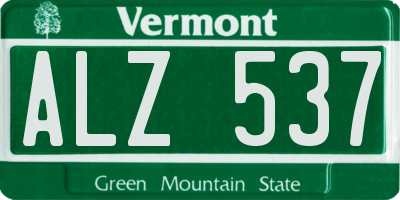 VT license plate ALZ537