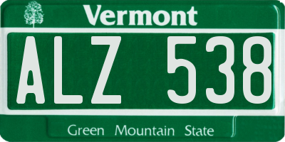 VT license plate ALZ538