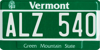VT license plate ALZ540