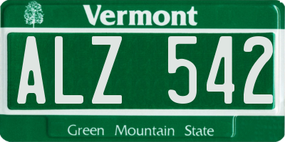 VT license plate ALZ542