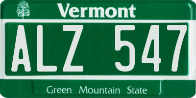 VT license plate ALZ547