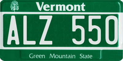 VT license plate ALZ550