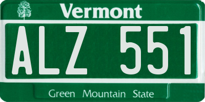 VT license plate ALZ551