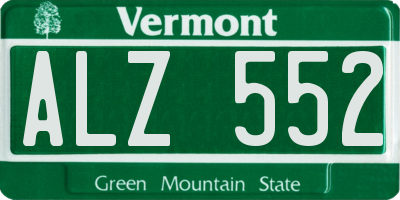 VT license plate ALZ552