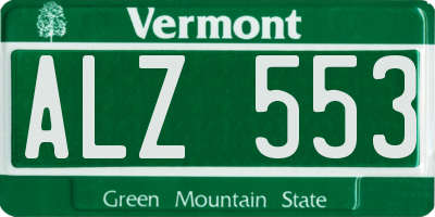 VT license plate ALZ553
