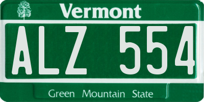 VT license plate ALZ554