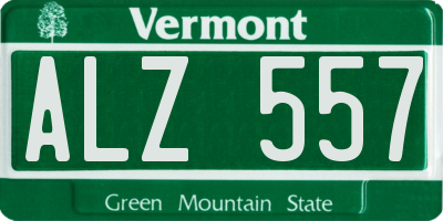 VT license plate ALZ557