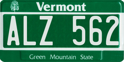 VT license plate ALZ562