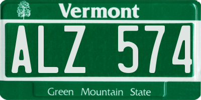 VT license plate ALZ574