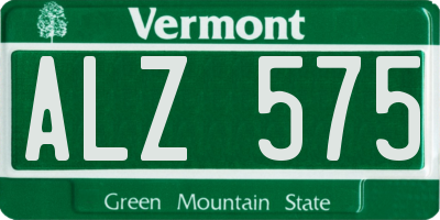 VT license plate ALZ575