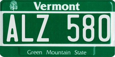 VT license plate ALZ580