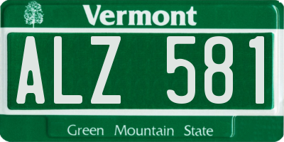 VT license plate ALZ581