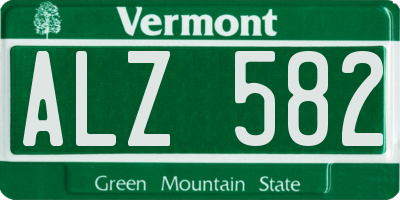 VT license plate ALZ582