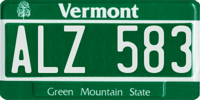 VT license plate ALZ583