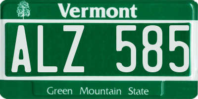VT license plate ALZ585