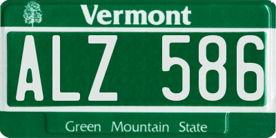 VT license plate ALZ586