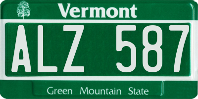 VT license plate ALZ587