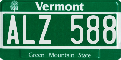 VT license plate ALZ588