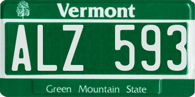 VT license plate ALZ593