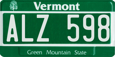 VT license plate ALZ598