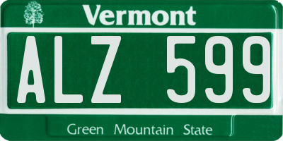 VT license plate ALZ599