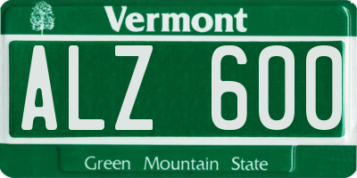 VT license plate ALZ600