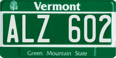 VT license plate ALZ602