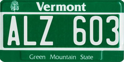 VT license plate ALZ603