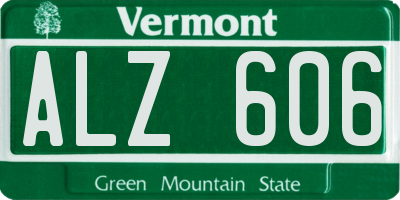 VT license plate ALZ606