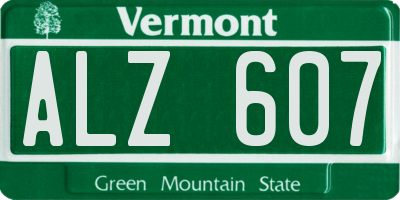VT license plate ALZ607
