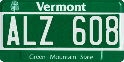 VT license plate ALZ608