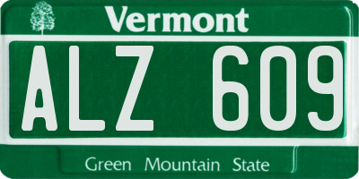 VT license plate ALZ609