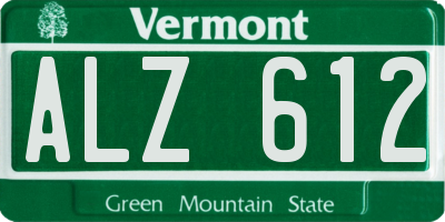 VT license plate ALZ612