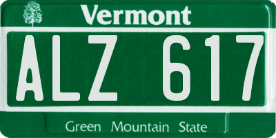 VT license plate ALZ617