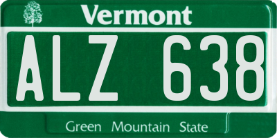 VT license plate ALZ638
