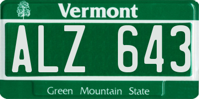 VT license plate ALZ643
