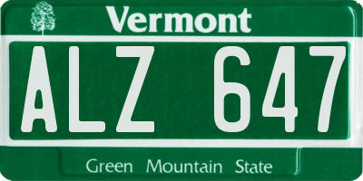VT license plate ALZ647