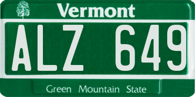 VT license plate ALZ649