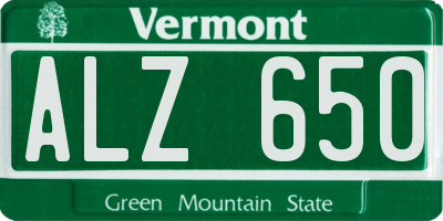 VT license plate ALZ650