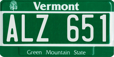 VT license plate ALZ651