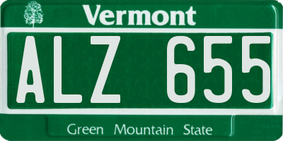 VT license plate ALZ655
