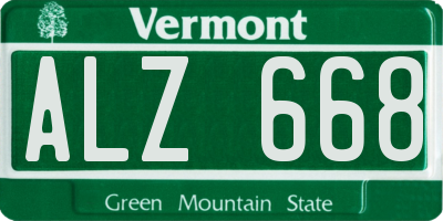 VT license plate ALZ668
