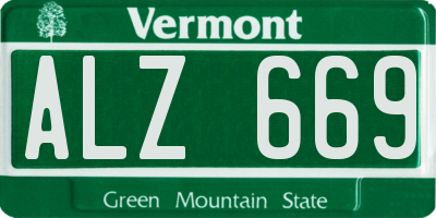 VT license plate ALZ669