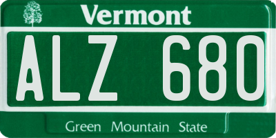 VT license plate ALZ680
