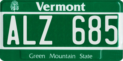 VT license plate ALZ685