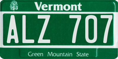 VT license plate ALZ707