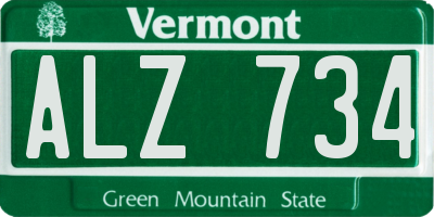 VT license plate ALZ734